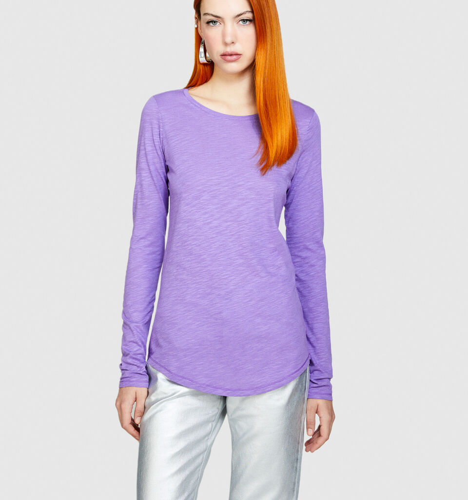 Solid color t-shirt - women's long sleeve t-shirts - Lilac | Sisley image number 4